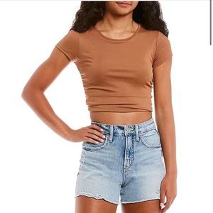 Peanut butter colored crop top